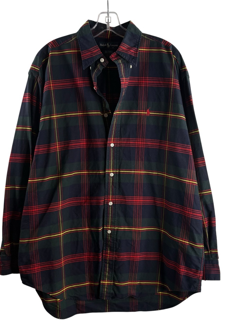 Ralph Lauren Men's Navy, Red & Yellow Plaid Button-Down Shirt